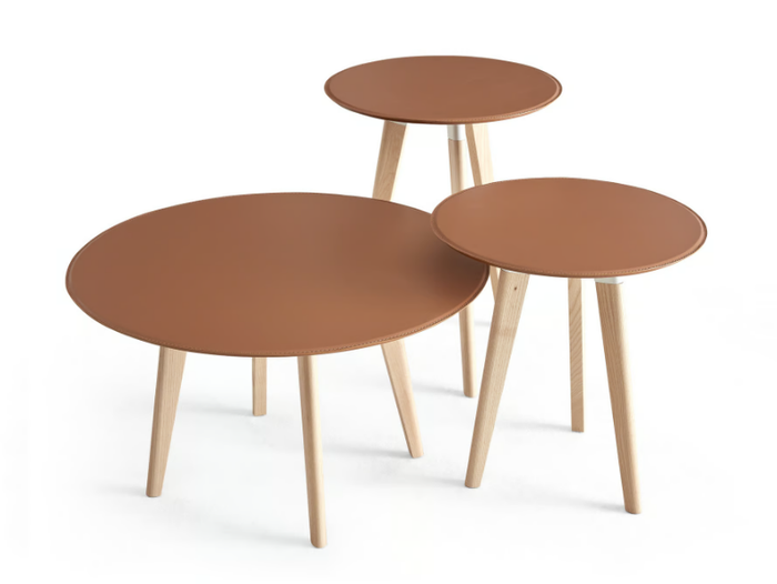 EDGAR - Round leather side table _ Dema