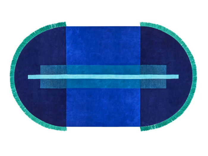 OVERLAY PILL BLUE - Wool rug with geometric shapes _ DesignByThem