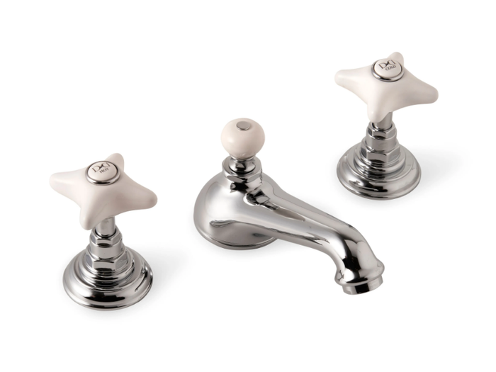 WHITE ROSE - 3 hole countertop washbasin tap with individual rosettes _ Devon&Devon