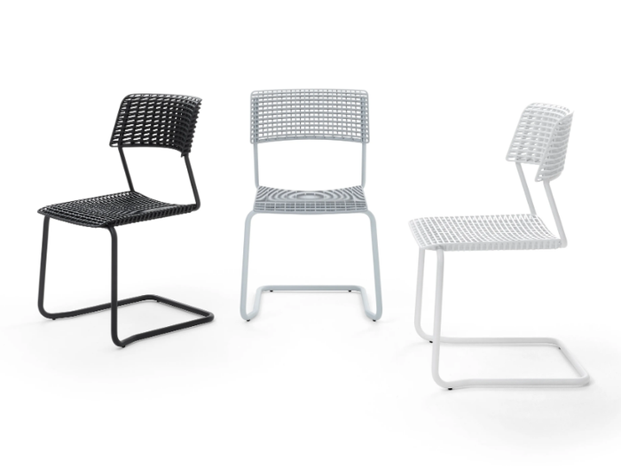 CALA - Metal and recycled polypropylene cantiliver chair _ Diemmebi