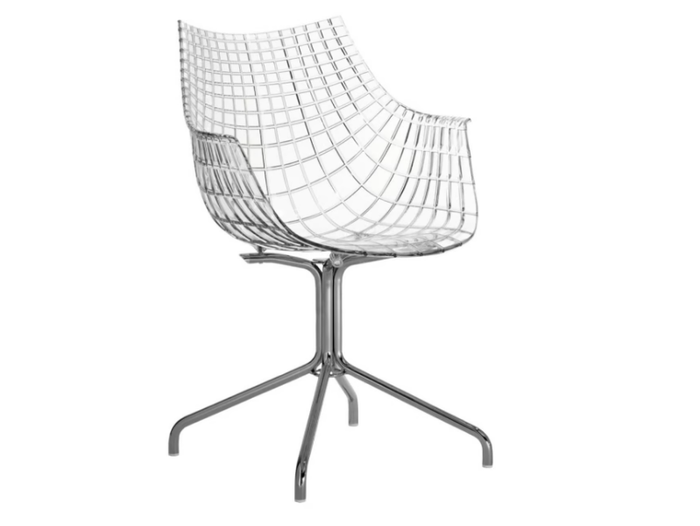 MERIDIANA - Trestle-based polycarbonate chair with armrests _ Driade