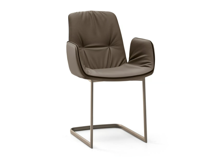 LISA - Cantilever upholstered leather chair with armrests _ EFORMA