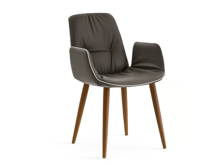 LISA - Upholstered leather chair with armrests _ EFORMA