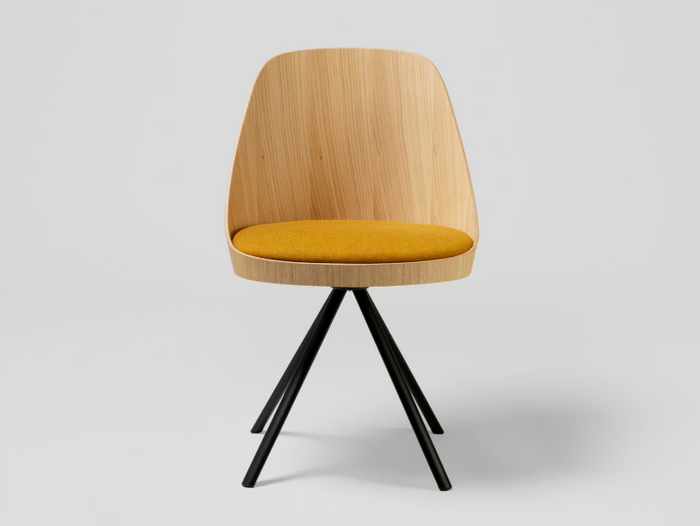 KAIAK SPIN - Trestle-based oak chair with integrated cushion _ ENEA