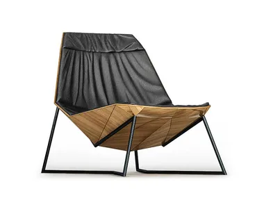 LOTUS - Sled base leather armchair _ ENNE