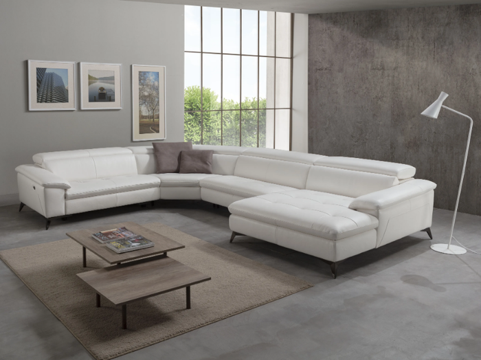 MARTINE - Corner relaxing leather sofa with electric motion _ Egoitaliano