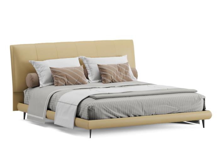 CREDO - Upholstered leather double bed _ Ersa