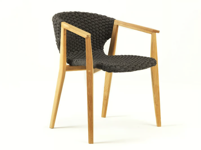 KNIT - Synthetic fabric garden chair with armrests _ Ethimo