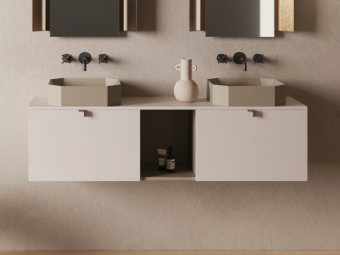 ORIGAMI - Double wall-mounted vanity unit with doors _ Ex.t