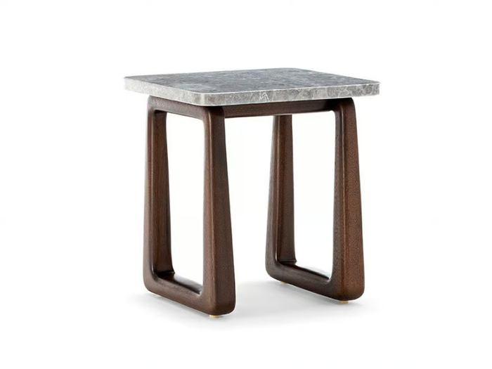 LPIDC07 - Low mahogany garden side table with marble top _ Exteta