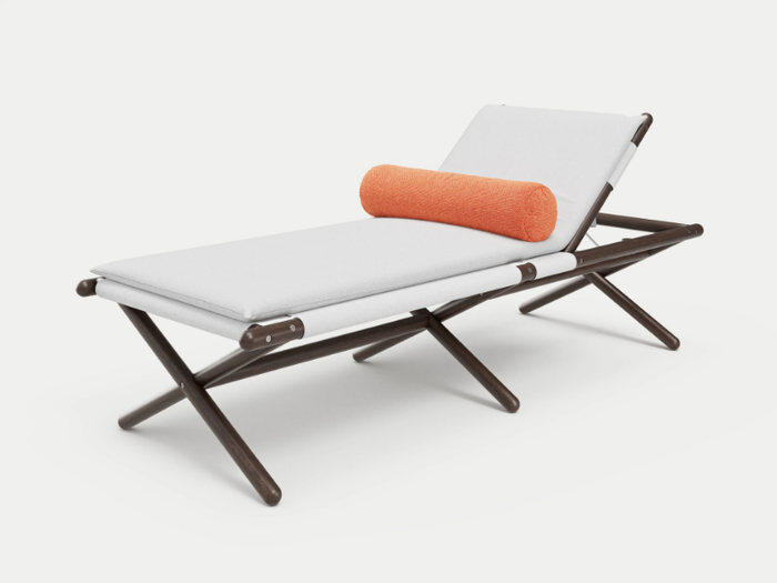 PARAGGI - Recliner mahogany and fabric sun lounger _ Exteta