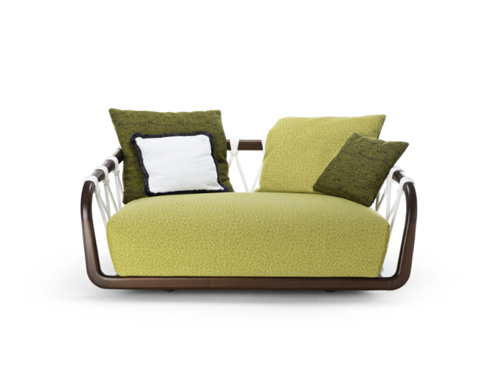 SUNSET BASKET - 2 seater mahogany and fabric garden sofa _ Exteta