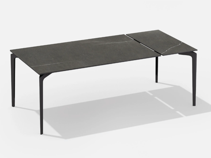 ALLSIZE - Extendable rectangular table in painted aluminium with porcelain stoneware top and extension _ FAST