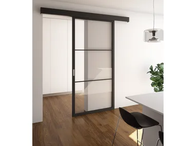 FLAT F3 TOTAL BLACK - Wood and glass door _ FOA