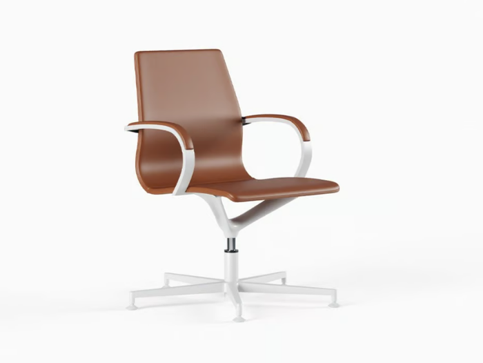 CLASSE 2 EM 204 - Leather office chair with armrests with 5-Spoke base _ FREZZA