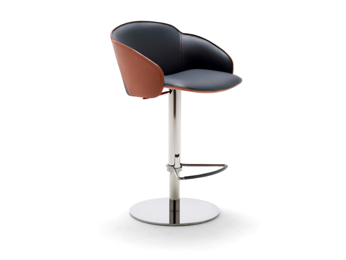 ELECTA - Leather stool with footrest with gas lift _ Fasem