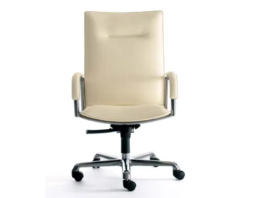 NORMAN D - Height-adjustable tanned leather office chair with armrests _ Fasem