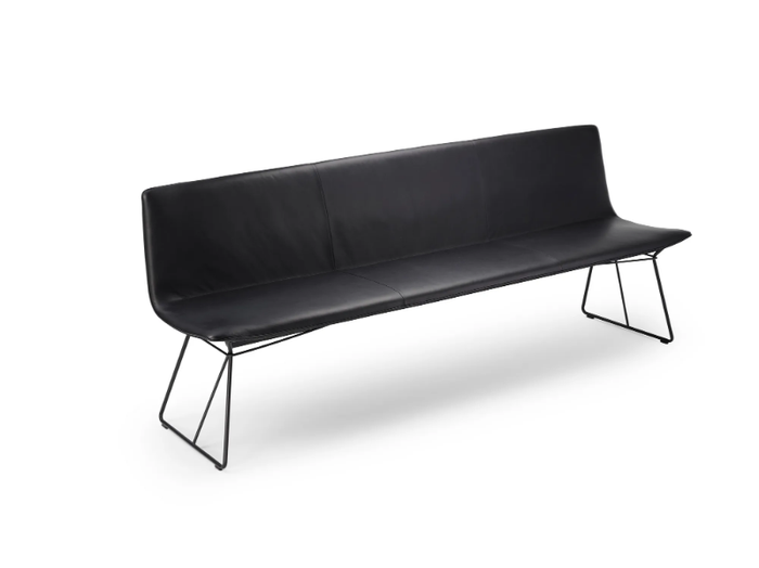 AMELIE BENCH - Leather bench with back _ Freifrau