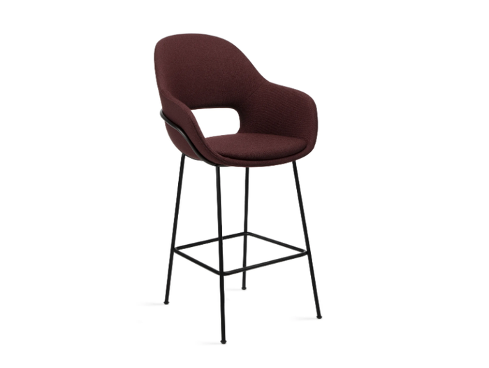 THEIA COUNTER ARMCHAIR HIGH - High upholstered fabric stool with armrests _ Freifrau