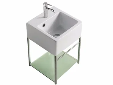 PLUS DESIGN 29 X 29 - Wall-mounted chromed brass vanity unit _ GALASSIA