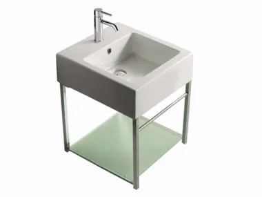 PLUS DESIGN 47 X 47 - Wall-mounted chromed brass vanity unit _ GALASSIA