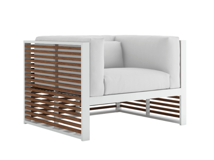 DNA TEAK - Teak garden armchair with armrests _ GANDIABLASCO