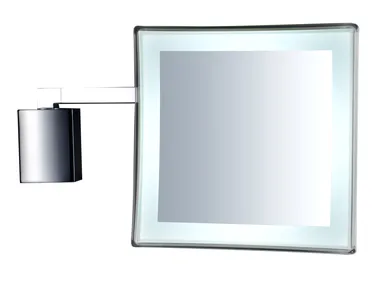 A602 - Square wall-mounted shaving mirror with integrated lighting _ GEDY