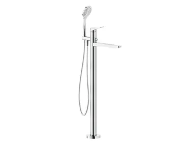 RILIEVO - Floor standing brass bathtub mixer with hand shower _ Gessi