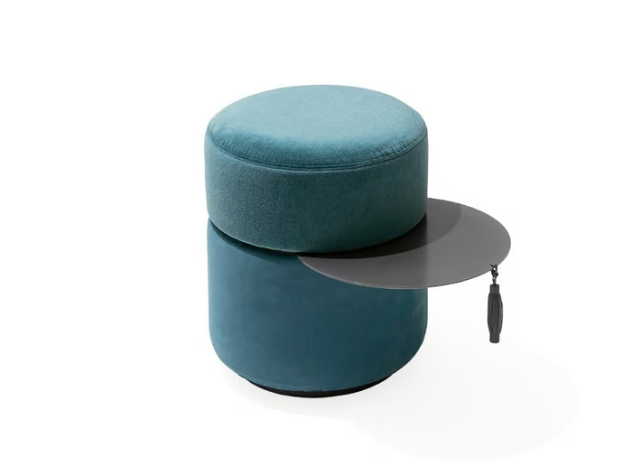 OTTO - Round fabric and stainless steel pouf _ Giorgetti