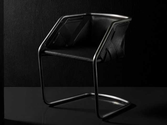 STRIP - Chair with metal frame and leather cover _ Henge