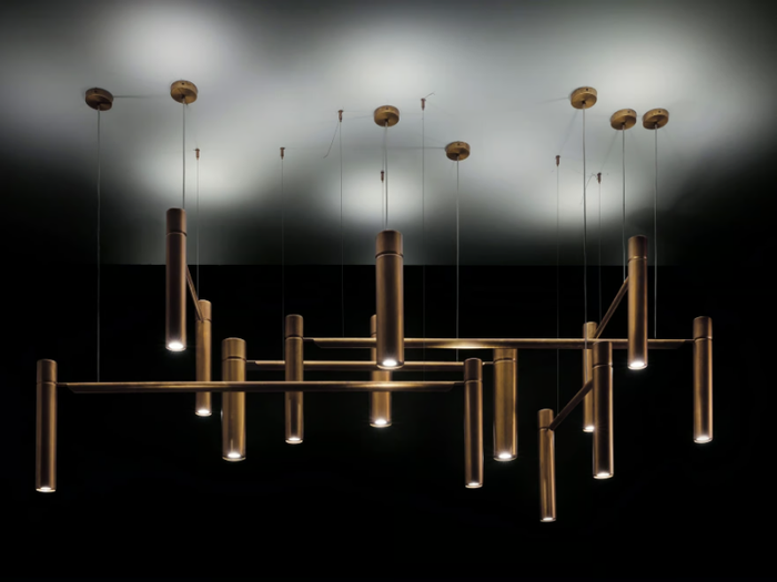 TUBULAR HORIZONTAL - LED brass pendant lamp _ Henge