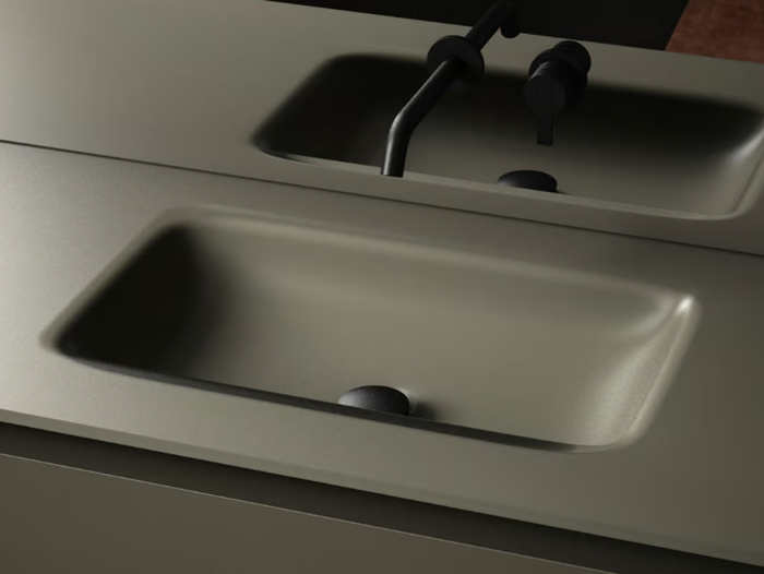 SENIO - Rectangular glass washbasin with integrated countertop _ INBANI