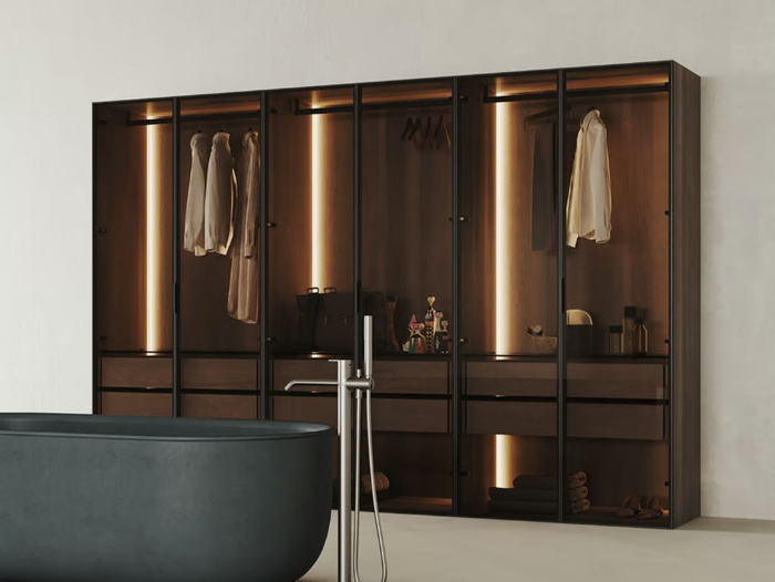 STRATO - Modular MDF bathroom cabinet with glass doors _ INBANI