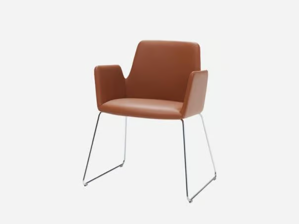 ALTEA - Sled base leather chair with armrests _ INCLASS