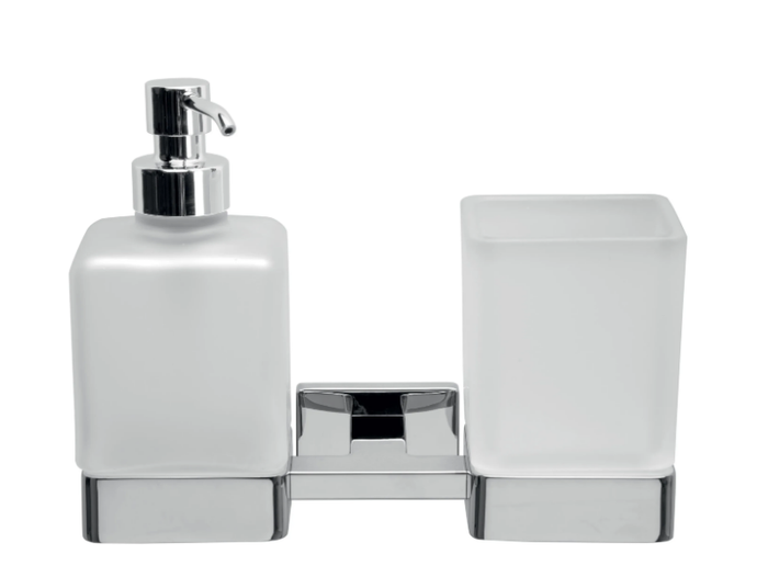 LEA - Satin glass Bathroom soap dispenser / toothbrush holder _ INDA®