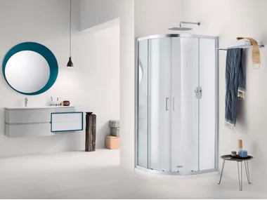 NEW CLAIRE - 7 - Semicircular glass shower cabin with sliding door _ INDA®