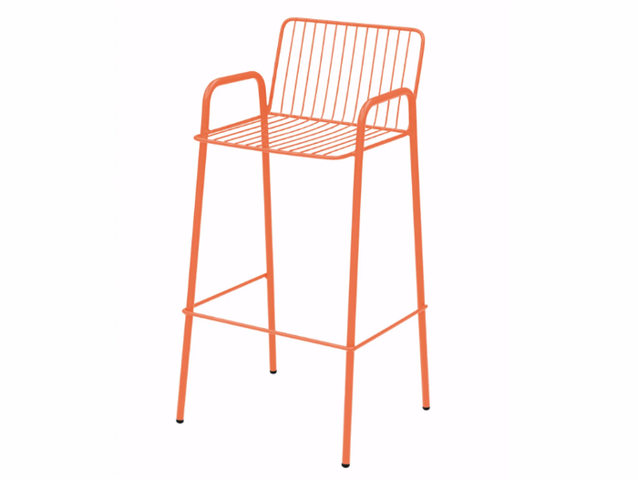 NIZA - Steel garden stool with back _ ISIMAR