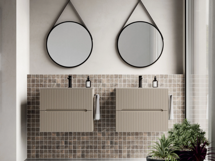 SMYLE COMP 08 - Single wall-mounted wooden vanity unit _ Ideagroup