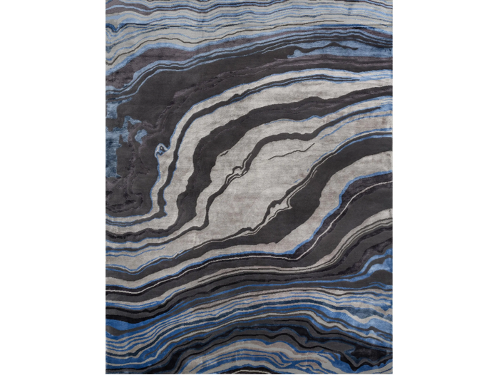 FLOW VERS. A - Patterned handmade rectangular Himalayan Wool rug _ Illulian