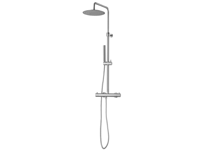 SLIMLINE WALL SHOWER MIXER SET - Wall-mounted thermostatic stainless steel shower panel with diverter _ JEE-O