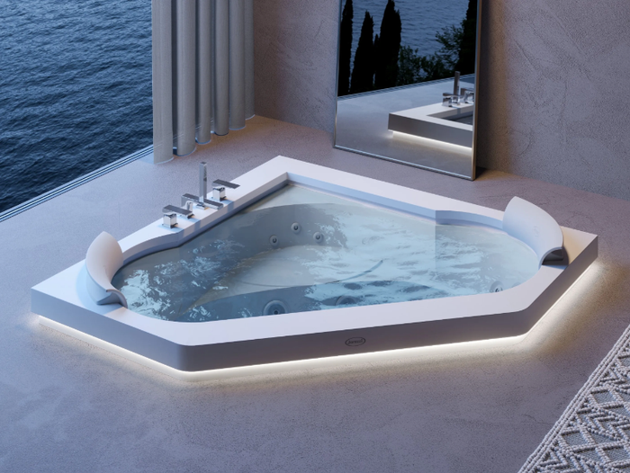 AURA CORNER 160 CORIAN® - 2 seater hydromassage corner Corian® bathtub _ Jacuzzi®