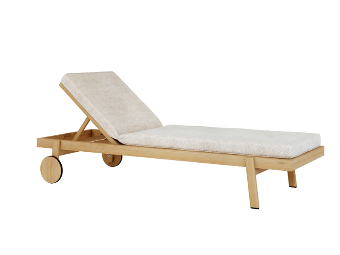 NOA - Recliner teak sun lounger with castors _ Jardinico