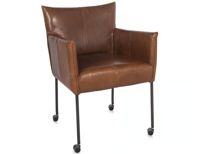 FORWARD - Upholstered leather chair with castors _ Jess