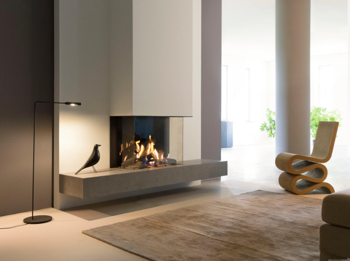 GP70/55S - Wall-mounted 3-sided gas fireplace _ KALFIRE