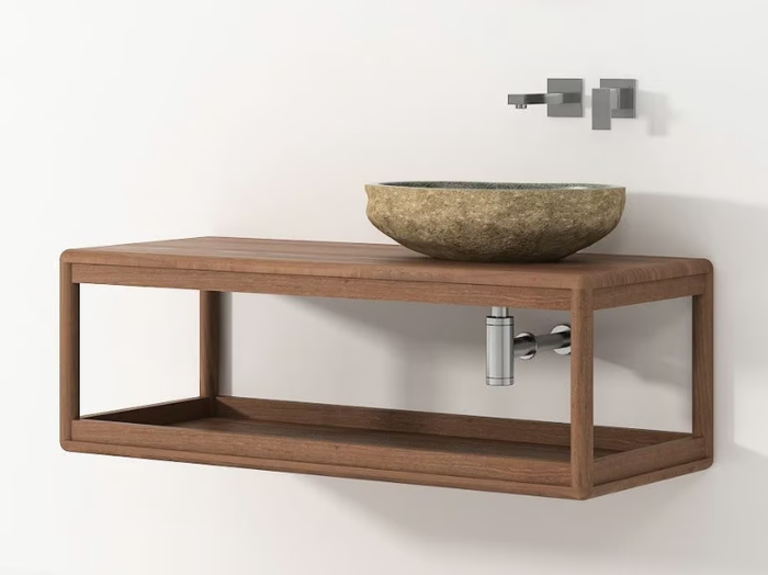 DÆK - Wall-mounted teak vanity unit _ KARPENTER