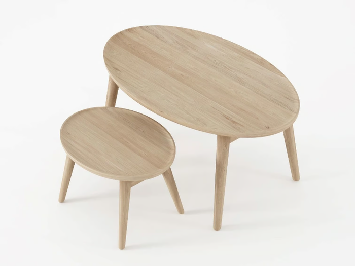 EAST - Set of 2 oval solid wood coffee tables _ KARPENTER