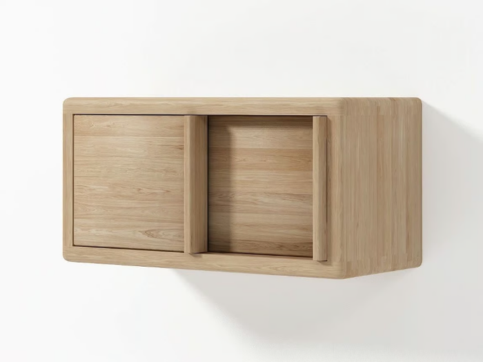 EAST - Solid wood wall cabinet with sliding doors _ KARPENTER