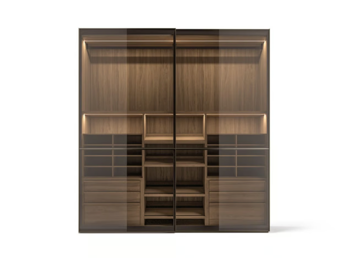 BREAK - Wood and glass wardrobe with sliding doors _ Kico