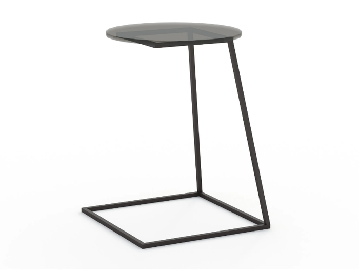 LOO - Round metal high side table with glass top _ Kico