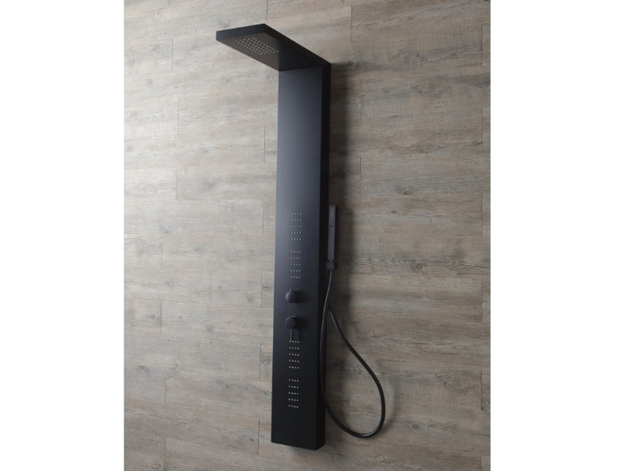 EASY SHOWER - Wall-mounted metal shower panel with side jets _ Kinedo